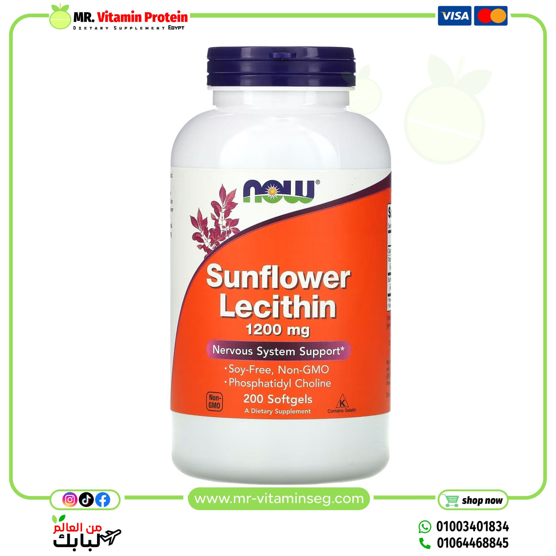 ناو فودز, ليسيثين عباد الشمس، 1,200 ملجم، 200 كبسولة هلامية,NOW Foods, Sunflower Lecithin