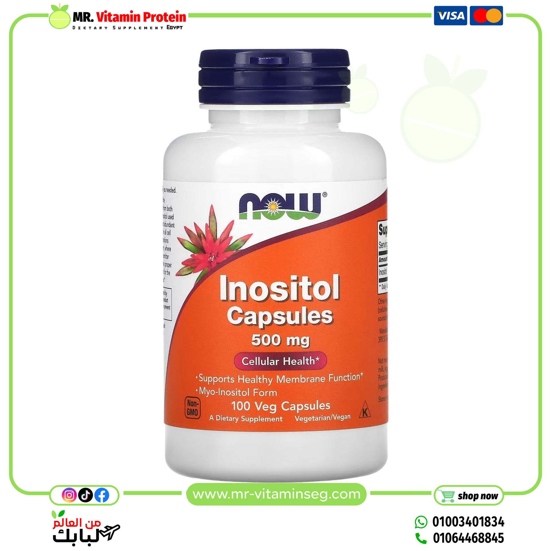 NOW Foods, Inositol Capsules, 500 mg, 100 Veg Capsules