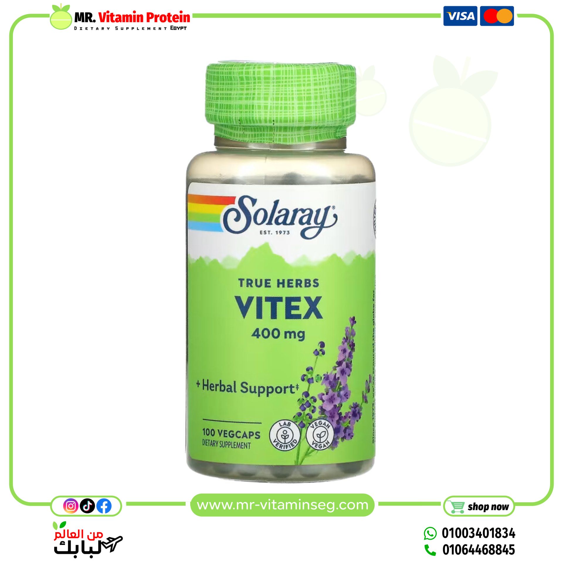 Solaray, Vitex, 400 mg, 100 VegCaps