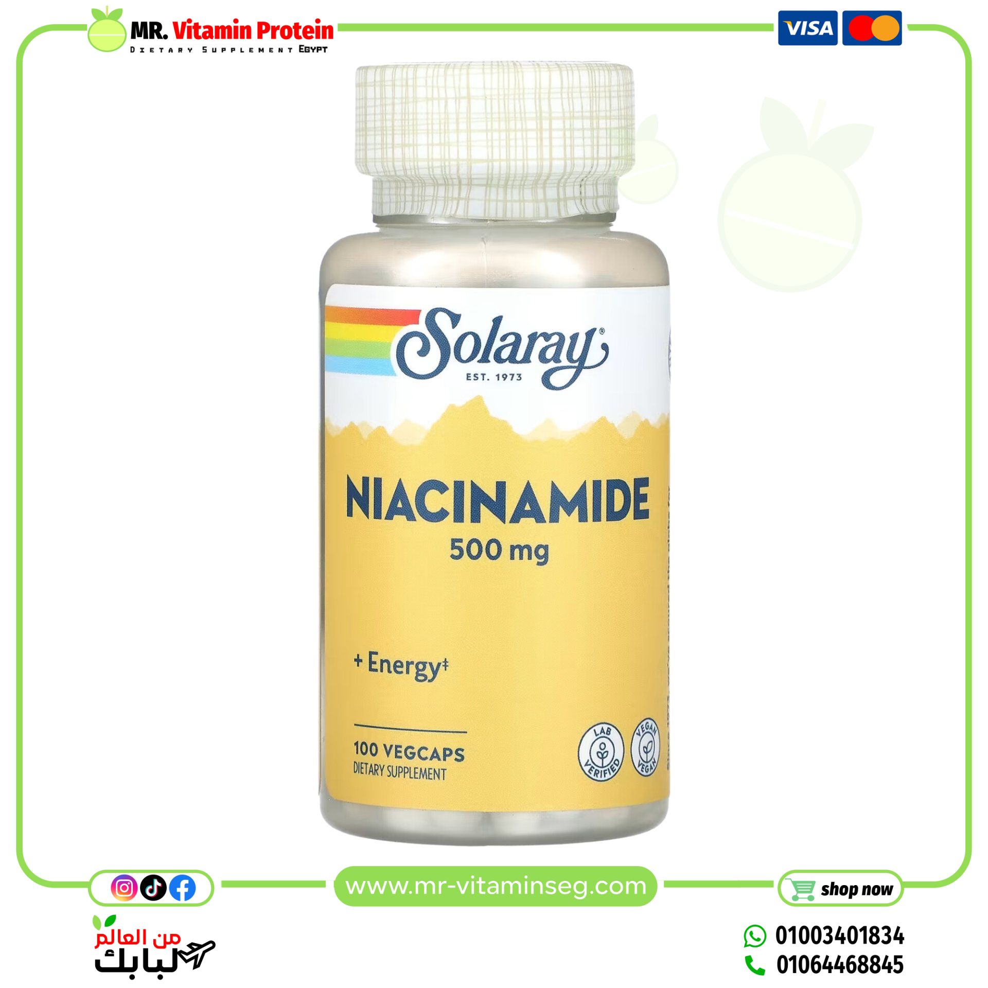 Solaray, Niacinamide, 500 mg, 100 VegCaps