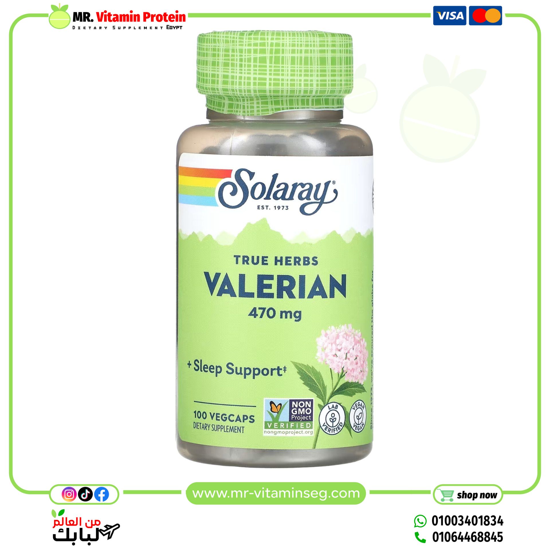 Solaray, True Herbs, Valerian, 470 mg, 100 VegCaps