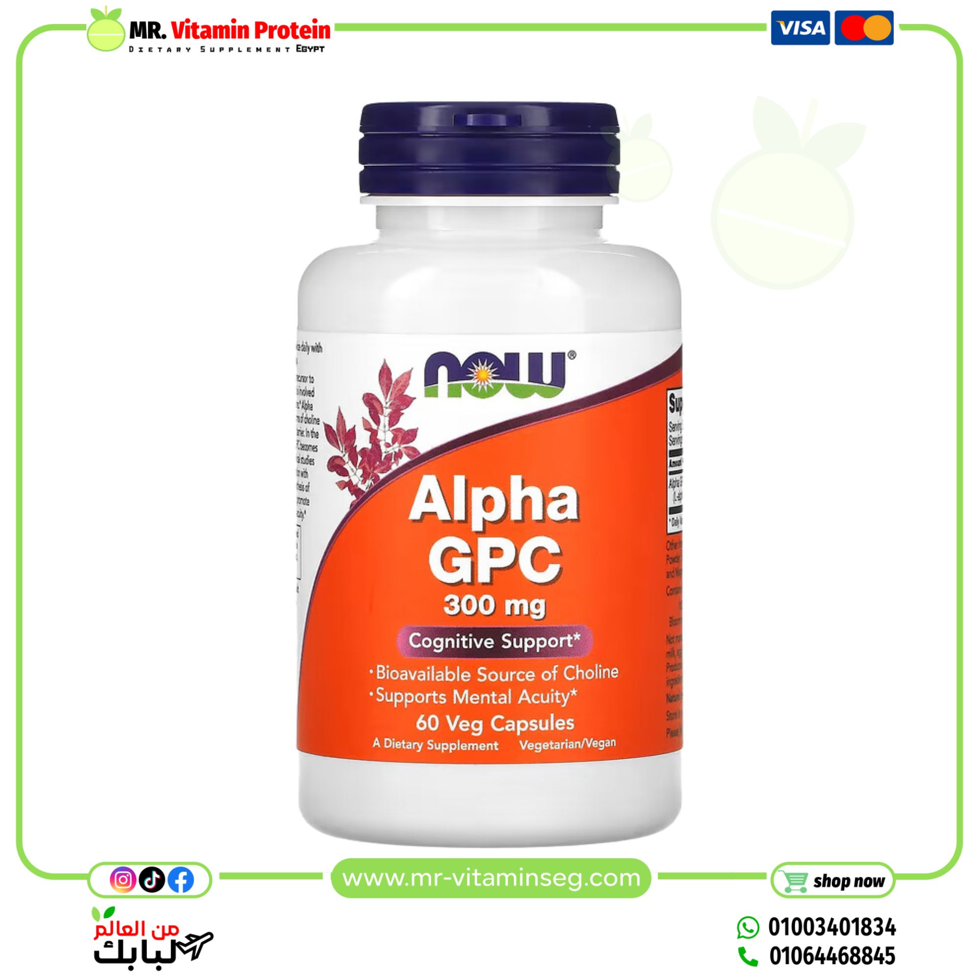 NOW Foods, Alpha GPC, 300 mg, 60 Veg Capsules