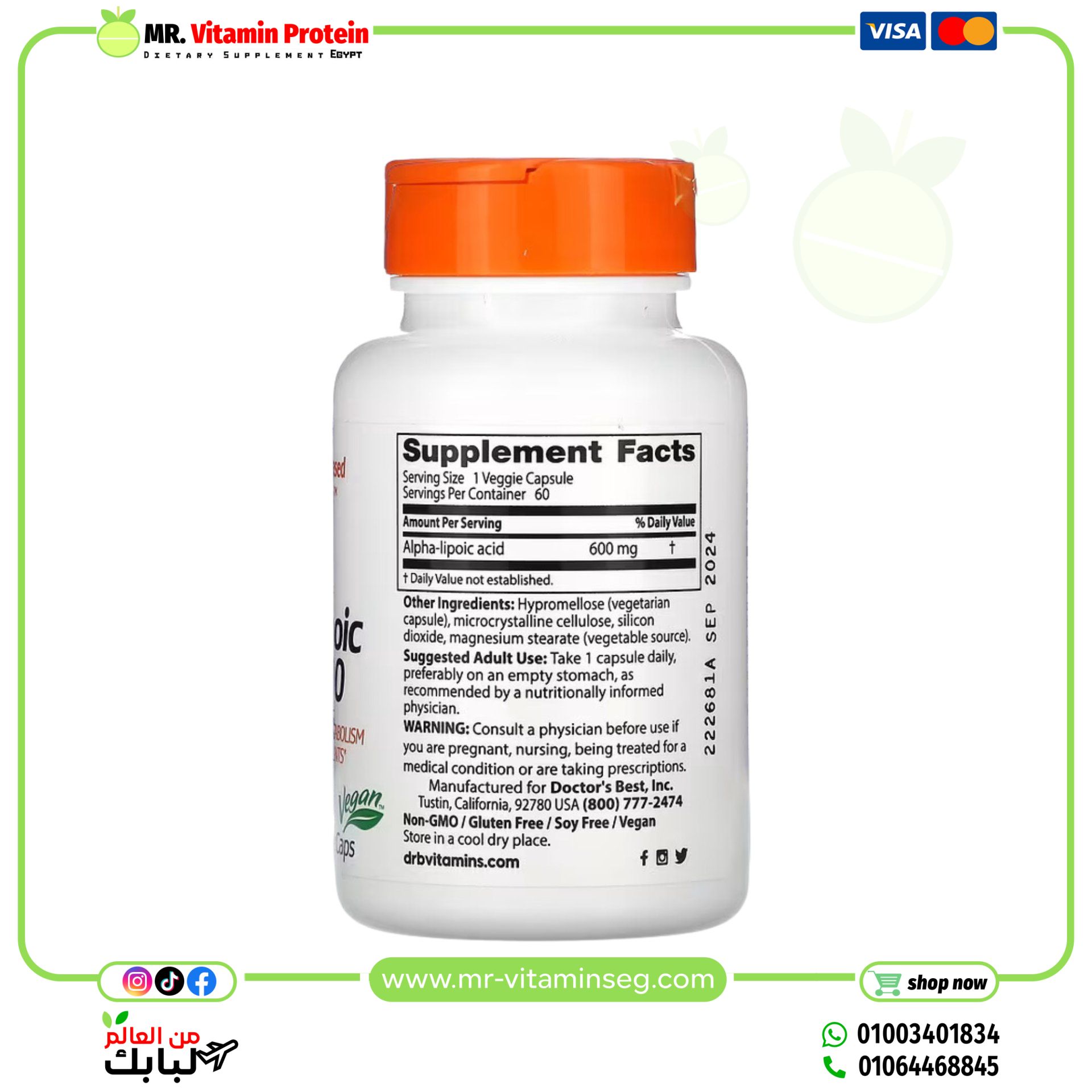 Doctor's Best, Alpha-Lipoic Acid, 600 mg, 60 Veggie Caps - Image 2