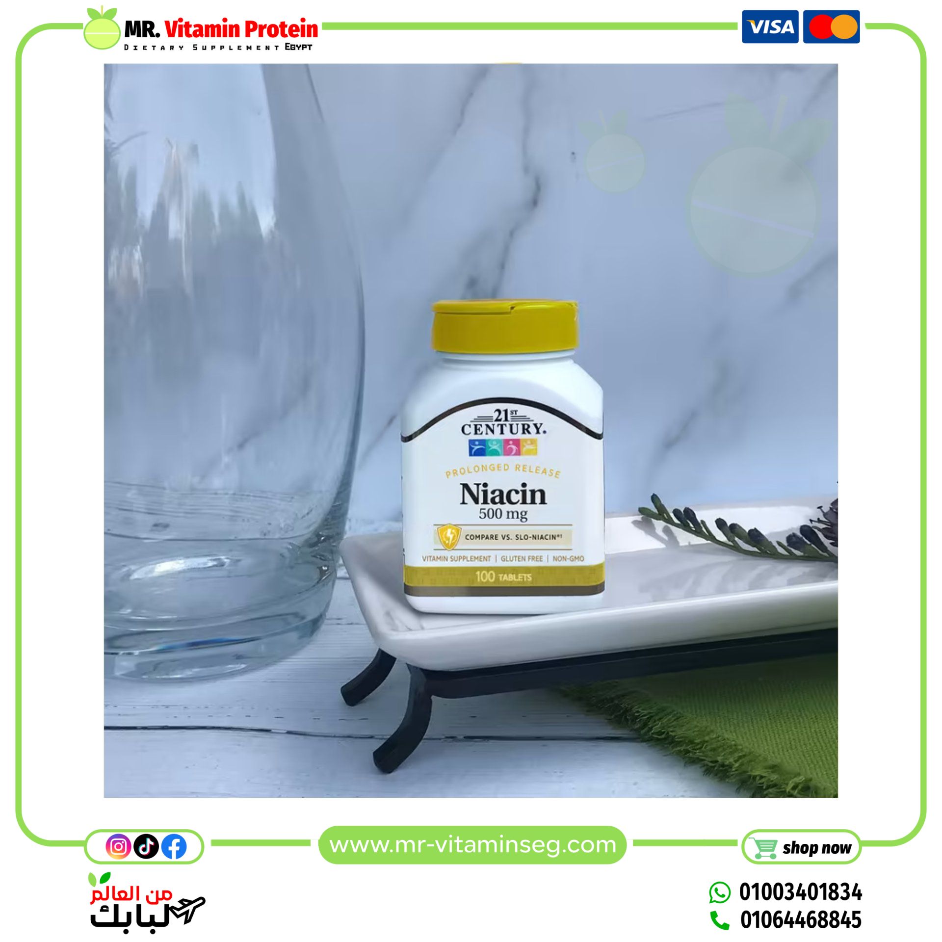 21st Century, Niacin, Prolonged Release, 500 mg, 100 Tablets - Image 3