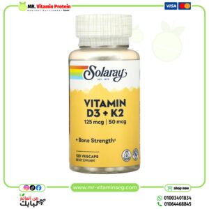 Solaray, Vitamin D3 + K2, 120 VegCaps
