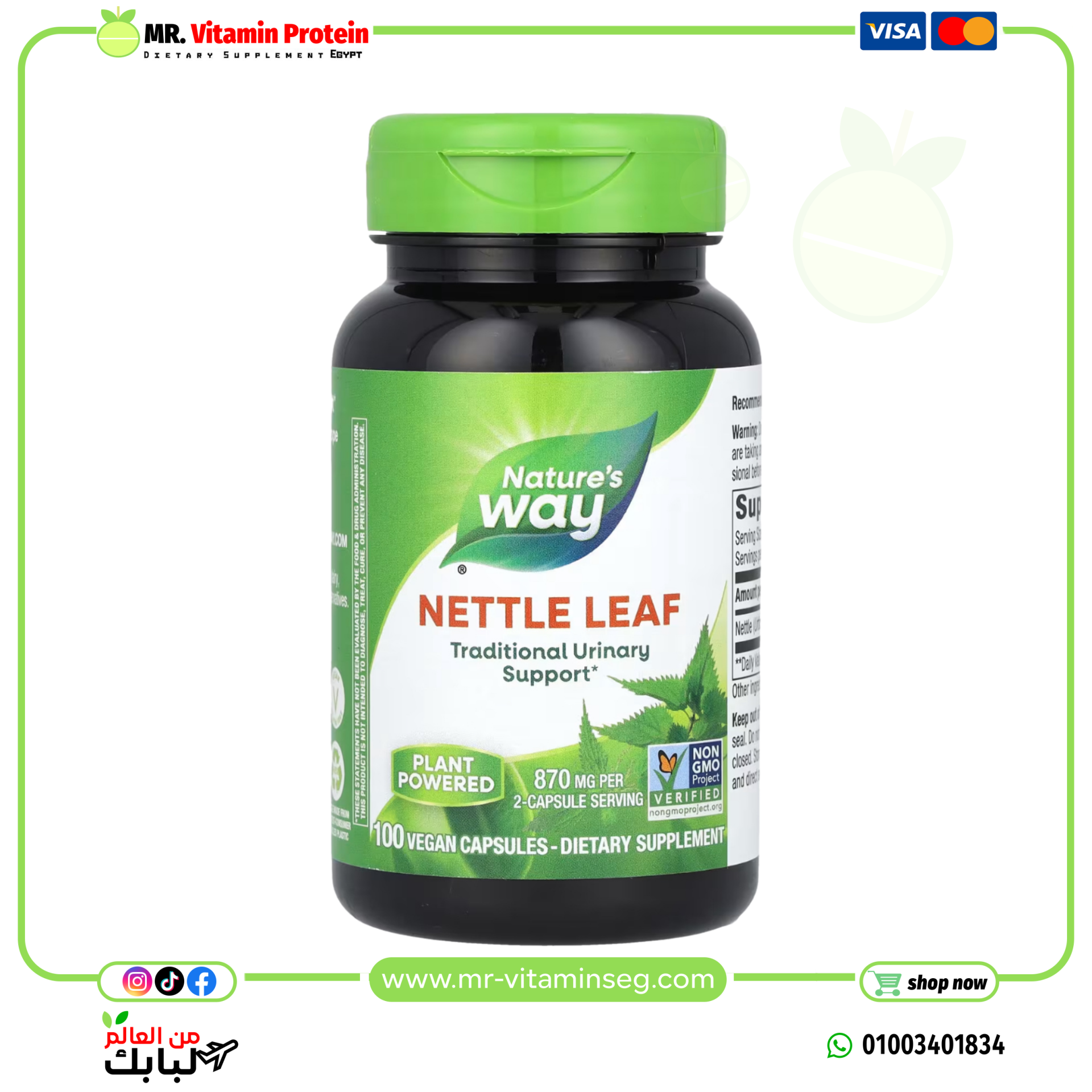 Nature's Way, Nettle Leaf, 870 mg, 100 Vegan Capsules (435 mg per Capsule)