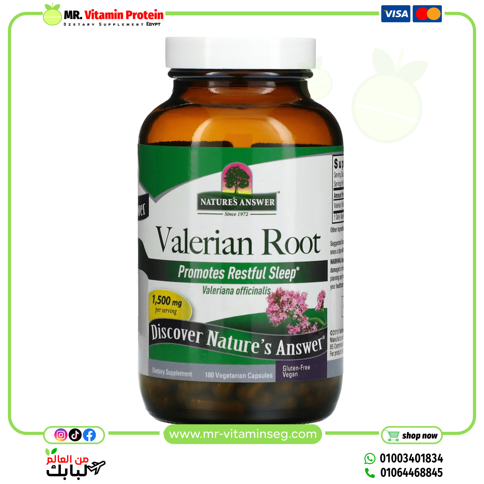 (English) Nature's Answer, Valerian Root, 1,500 mg, 180 Vegetarian Capsules (500 mg per Capsule) - الصورة 3