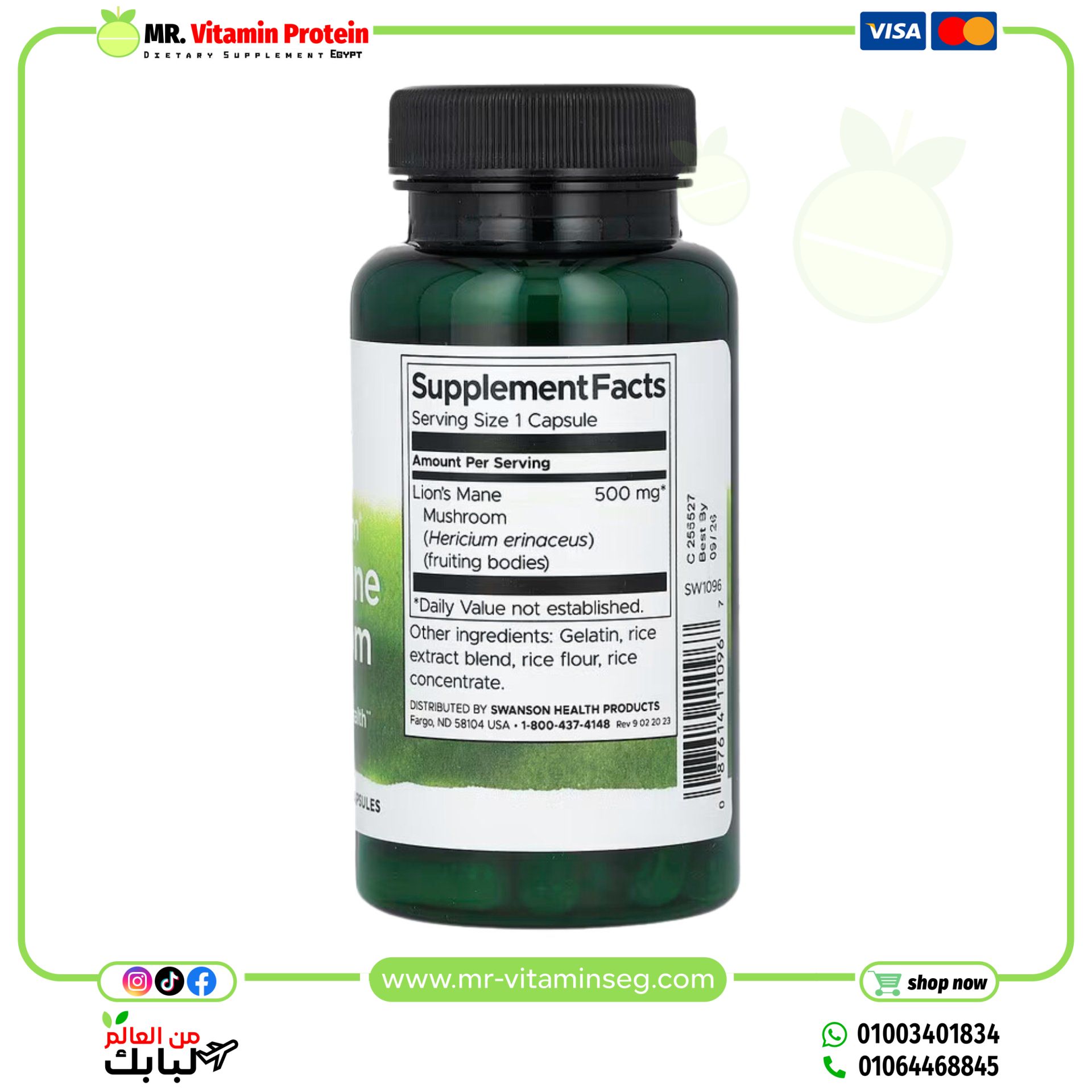 Swanson, Full Spectrum Lion's Mane Mushroom, 500 mg, 60 Capsules - Image 2