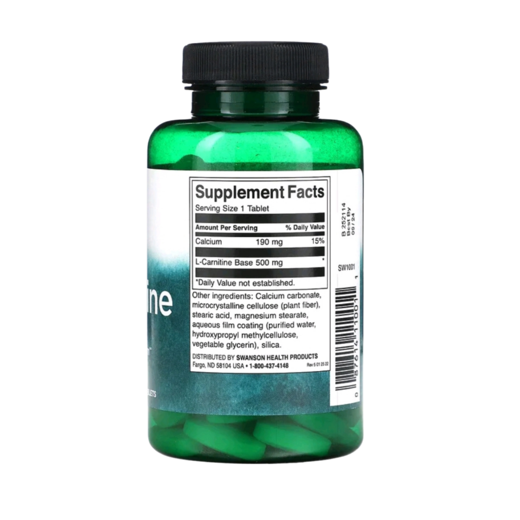 Complément Alimentaire Swanson L-Carnitine 500 Mg - Boîte De 30 Comprimés, Neuf Sous Blister