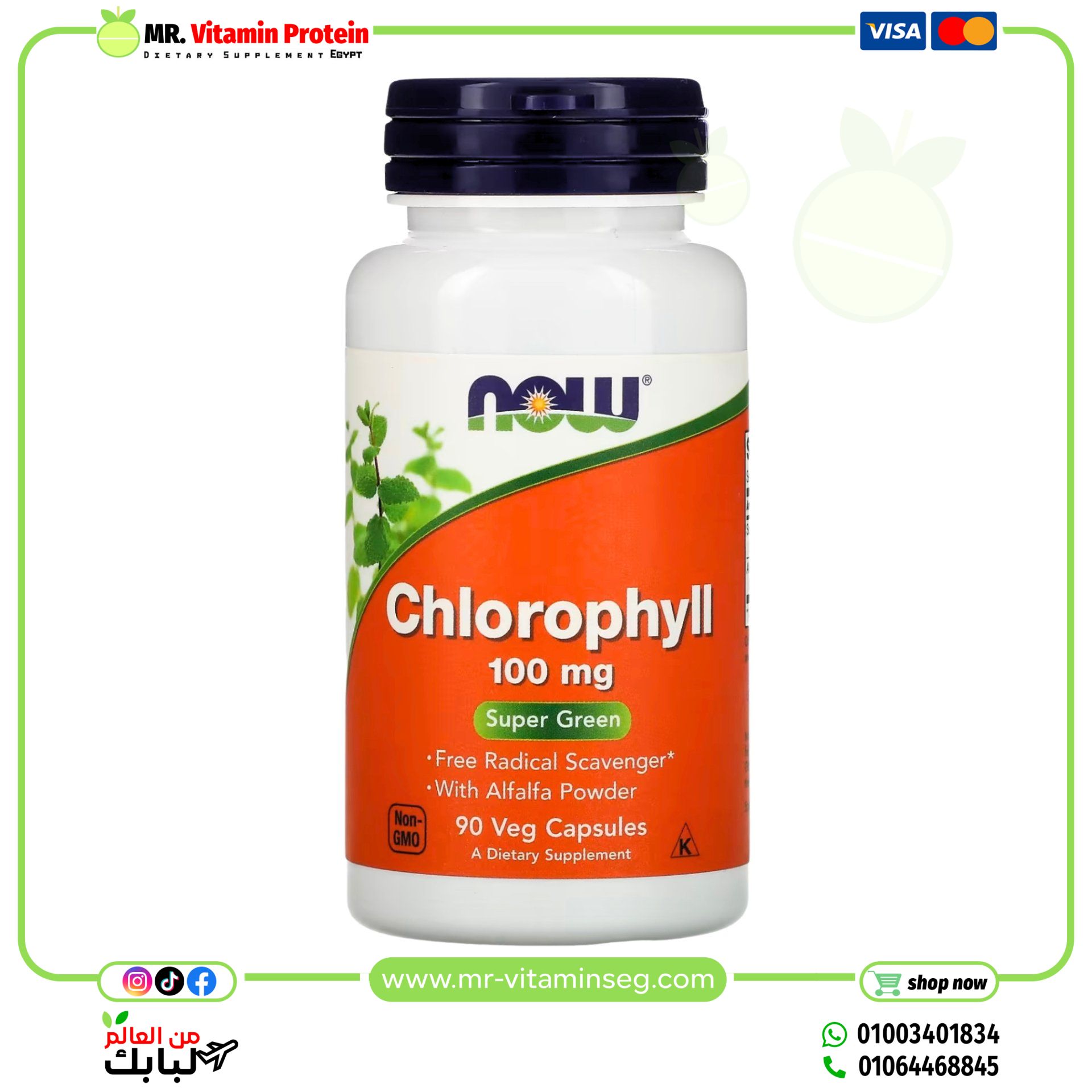 Now Foods, Chlorophyll, 100 mg, 90 Veg capsules