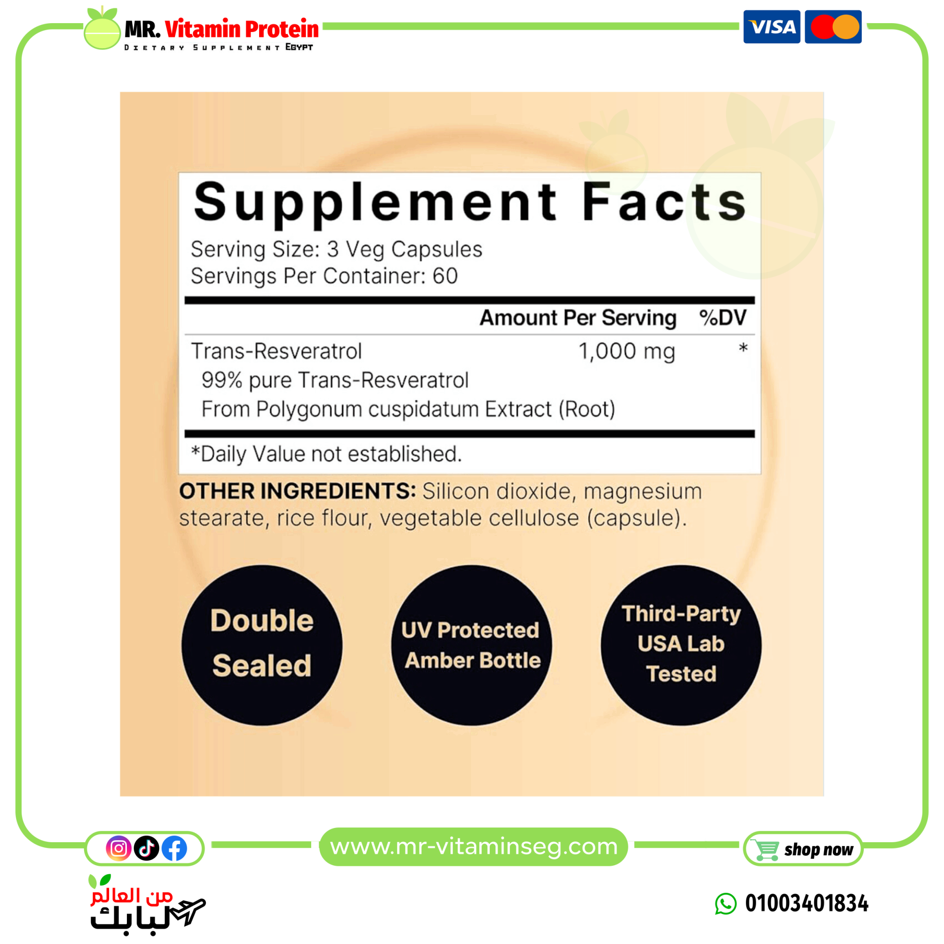 NatureBell Resveratrol Supplement 1000mg Per Serving, 180 Veggie Capsules - Image 3