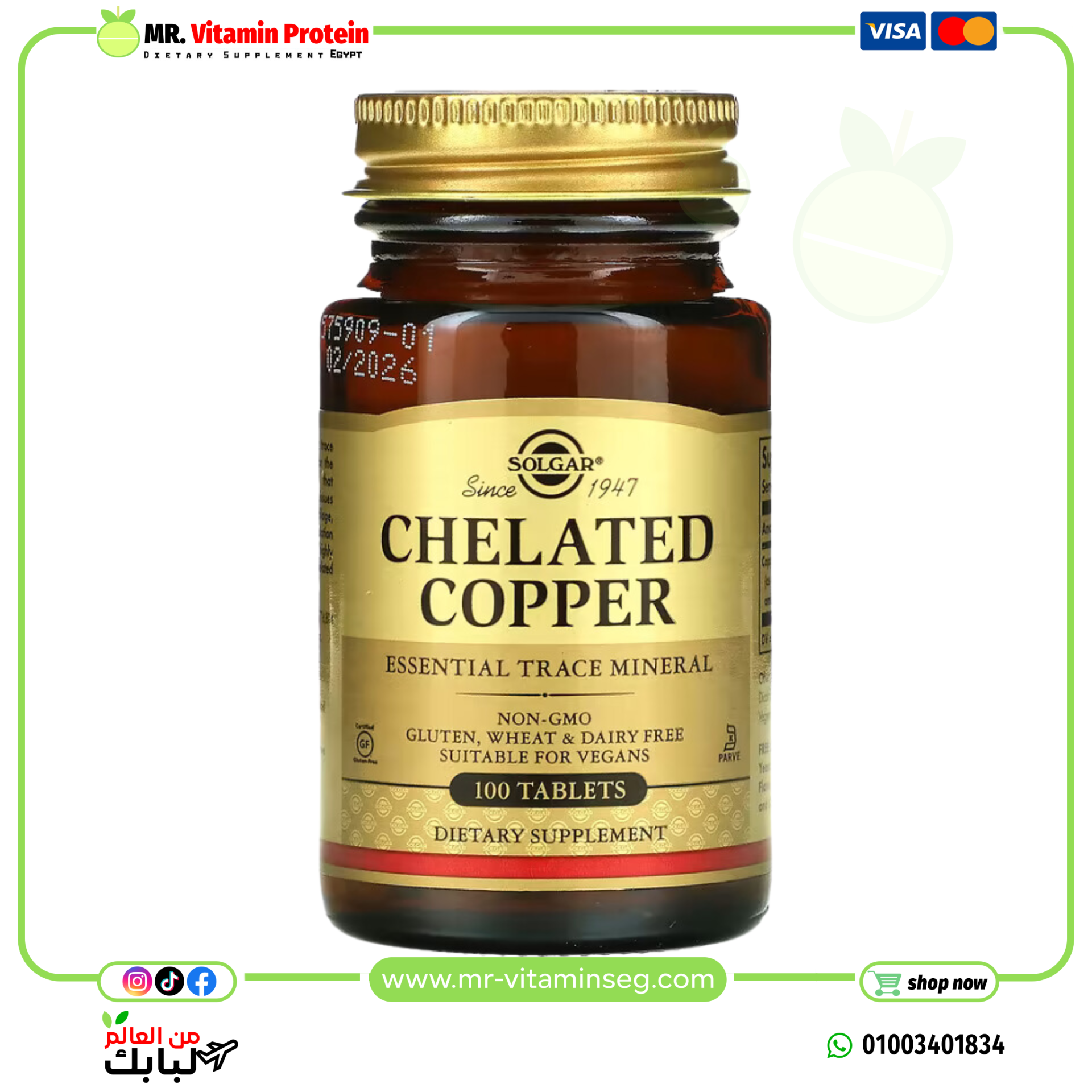 Solgar, Chelated Copper, 100 Tablets