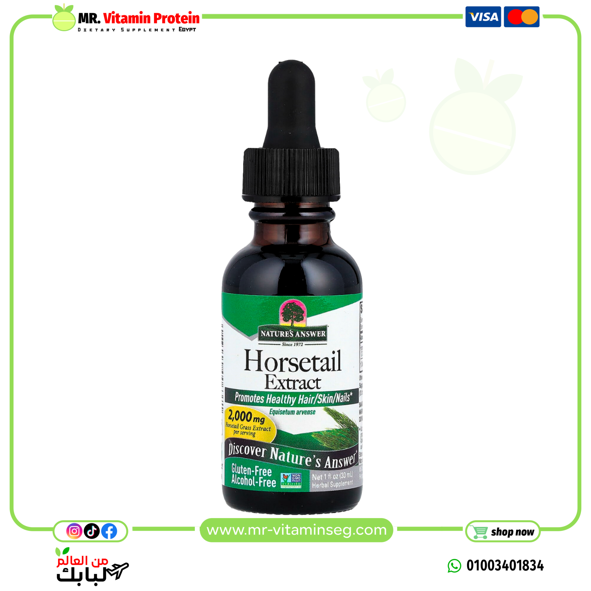 Nature's Answer, Horsetail Extract, Alcohol-Free, 2,000 mg, (30 ml)