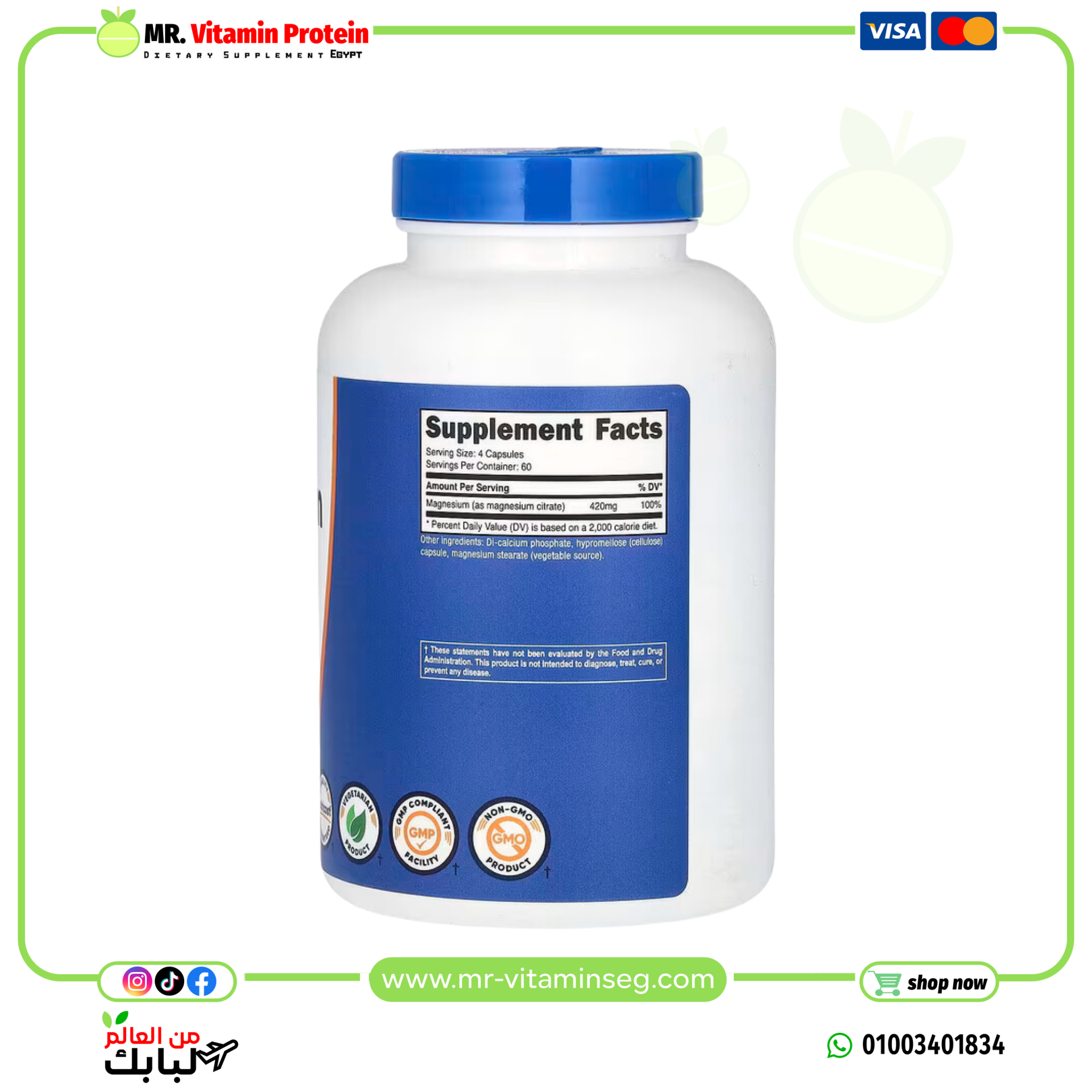 Nutricost, Magnesium Citrate, 420 mg, 240 Capsules (105 mg per Capsule) - Image 2