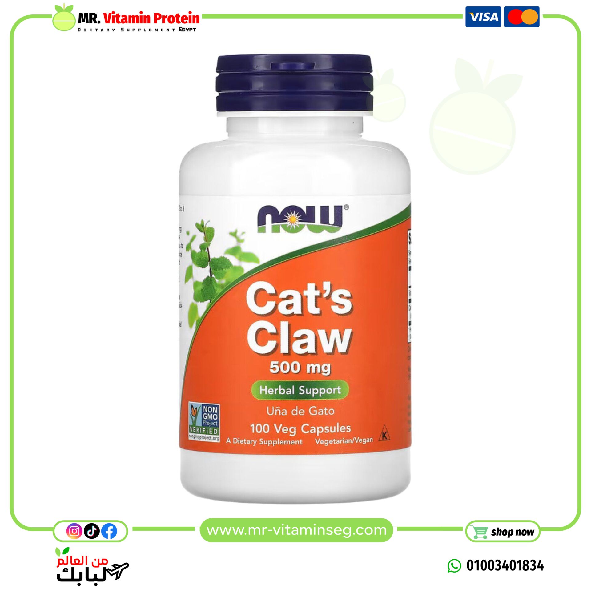 NOW Foods, Cat's Claw, 500 mg, 100 Veg Capsules
