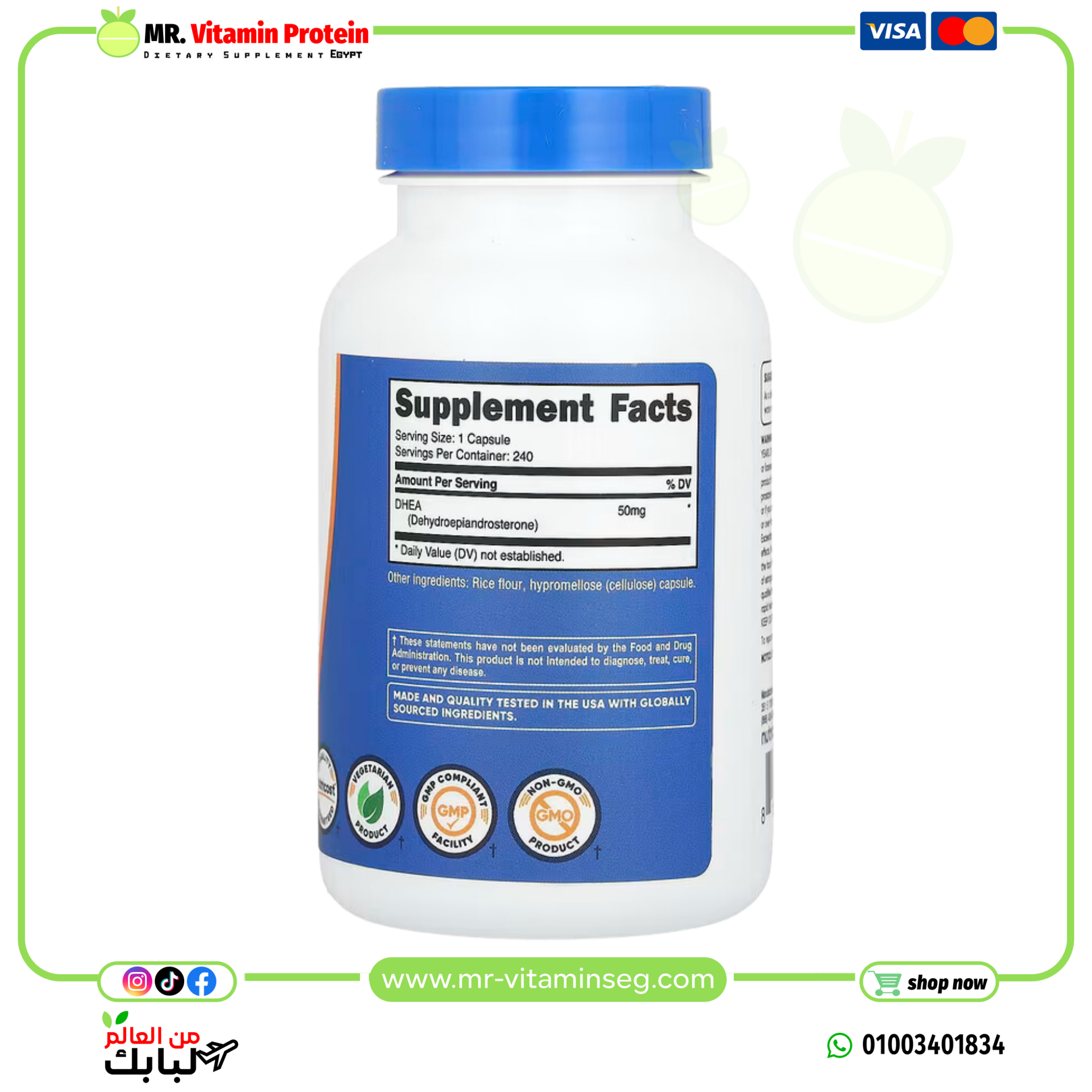 Nutricost, DHEA, 50 mg, 240 Capsules - Image 2