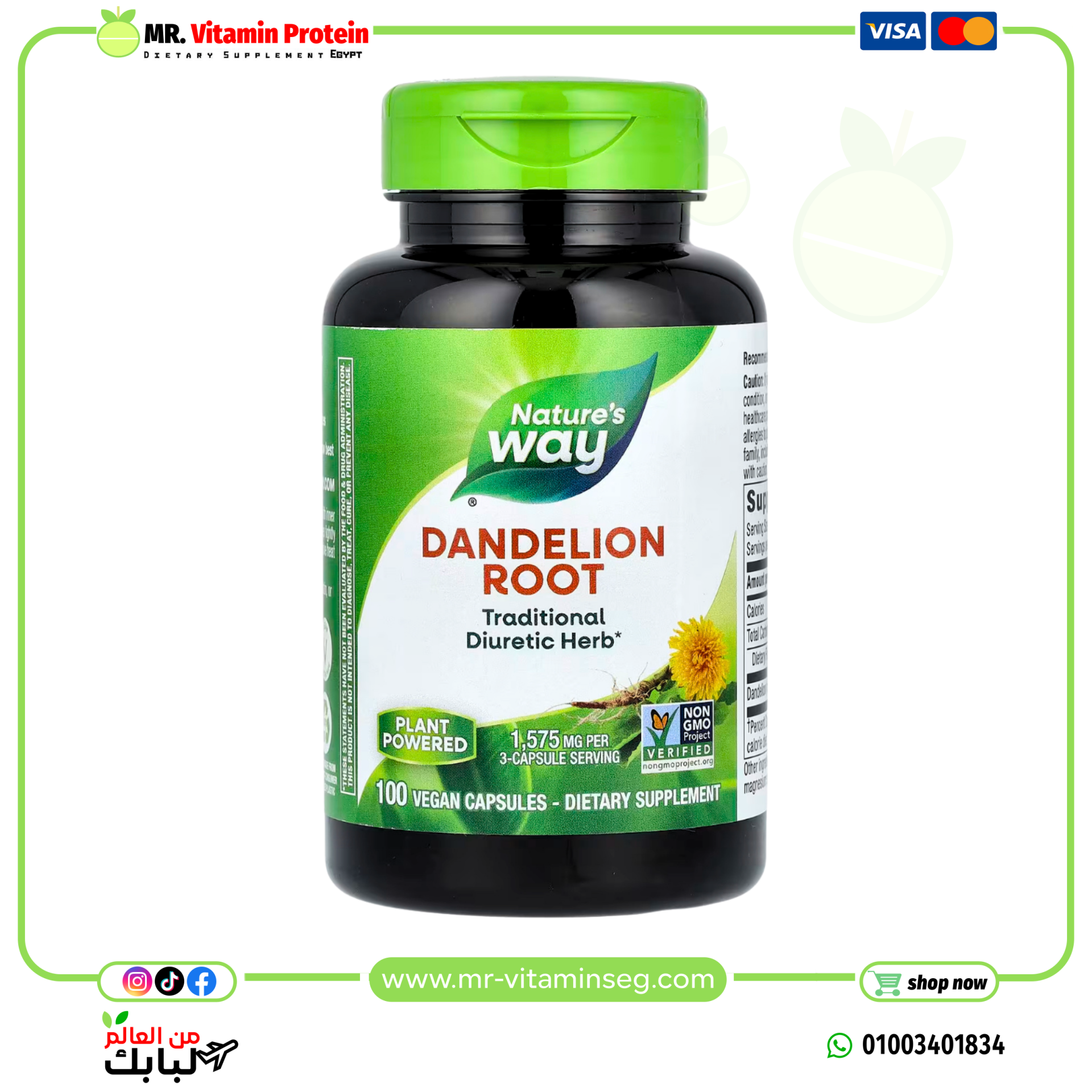 Nature’s Way, Dandelion Root, 1575 mg, 100 veg capsules (525 per capsules)