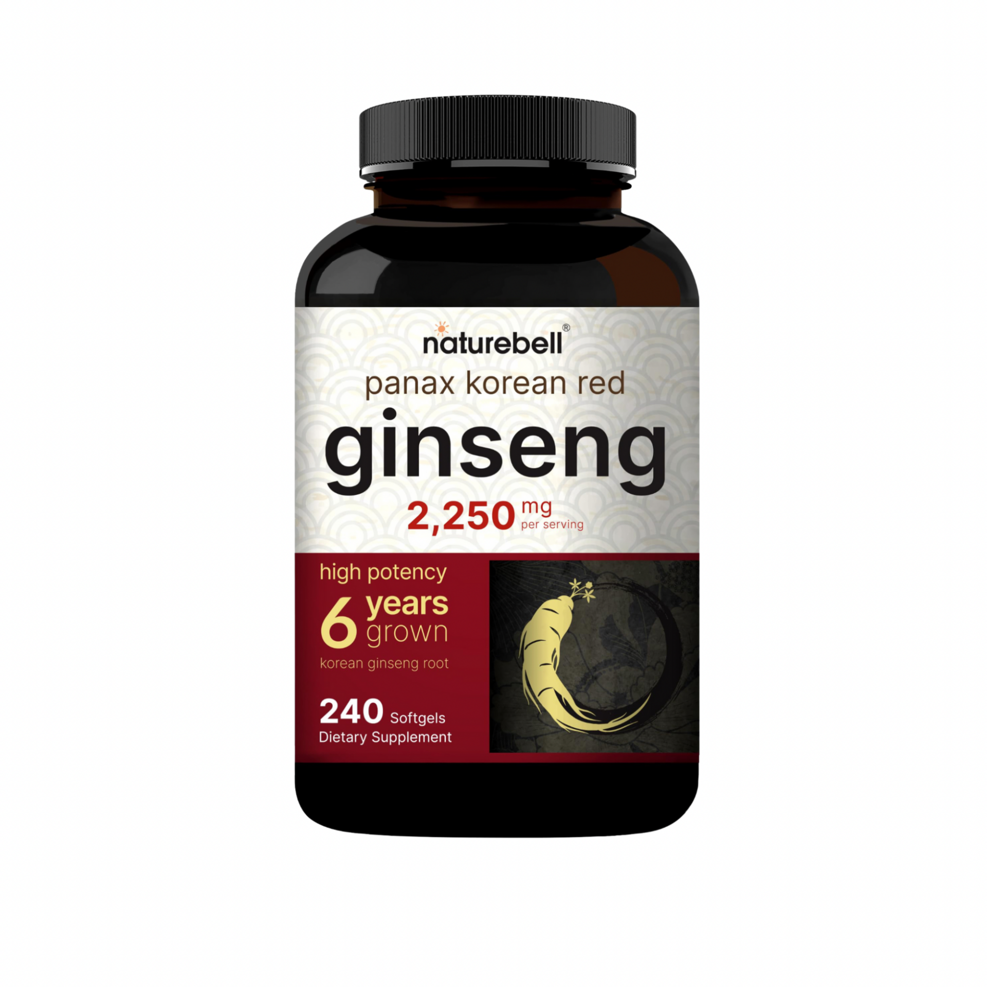 naturebell, Korean Red Ginseng 2,250mg Per Serving, 240 Softgels
