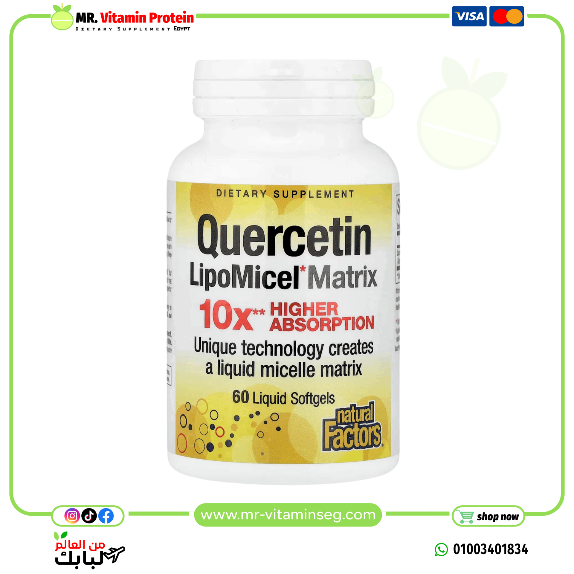 Natural factors, Quercetin LipoMicel Matrix , 250 mg, 60 liquid softgels