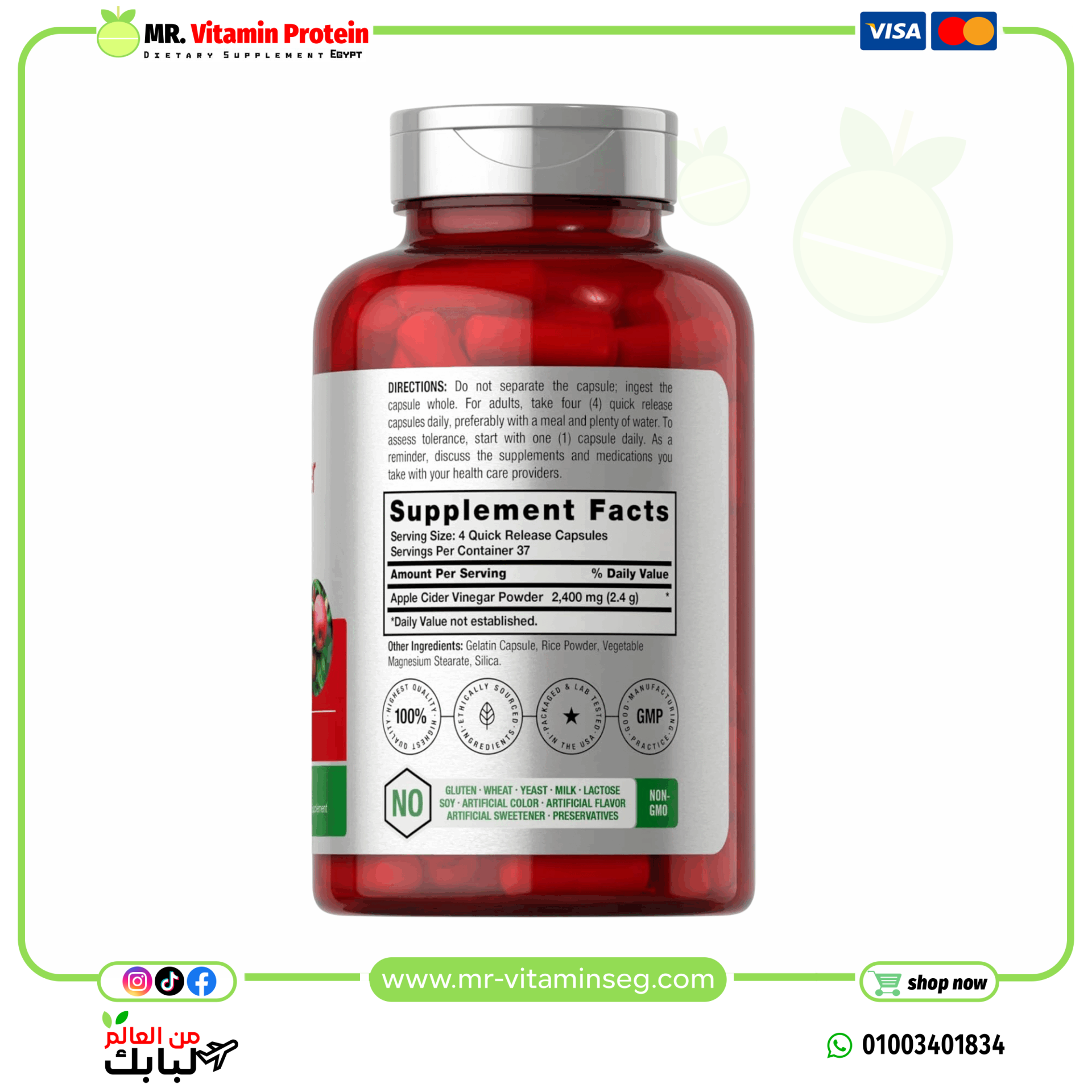 Horbaach Apple Cider Vinegar 2400mg | 150Capsules - Image 4