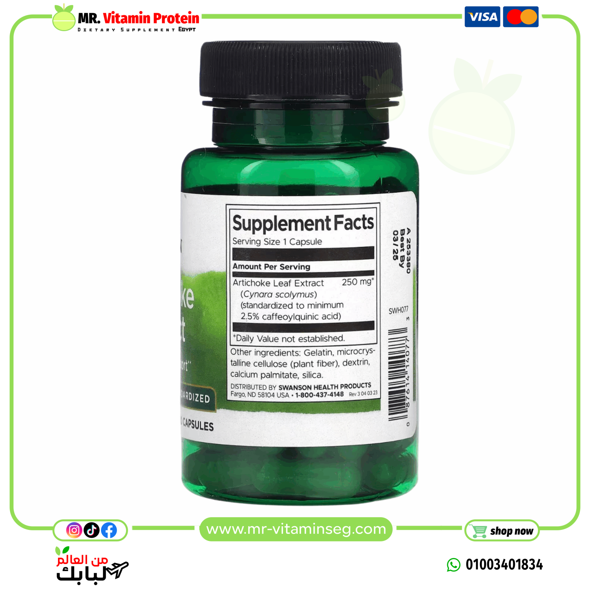 سوانسون, مستخلص الخرشوف ، 250 ملجم ، 60 كبسولة / Swanson, Artichoke Extract - الصورة 2