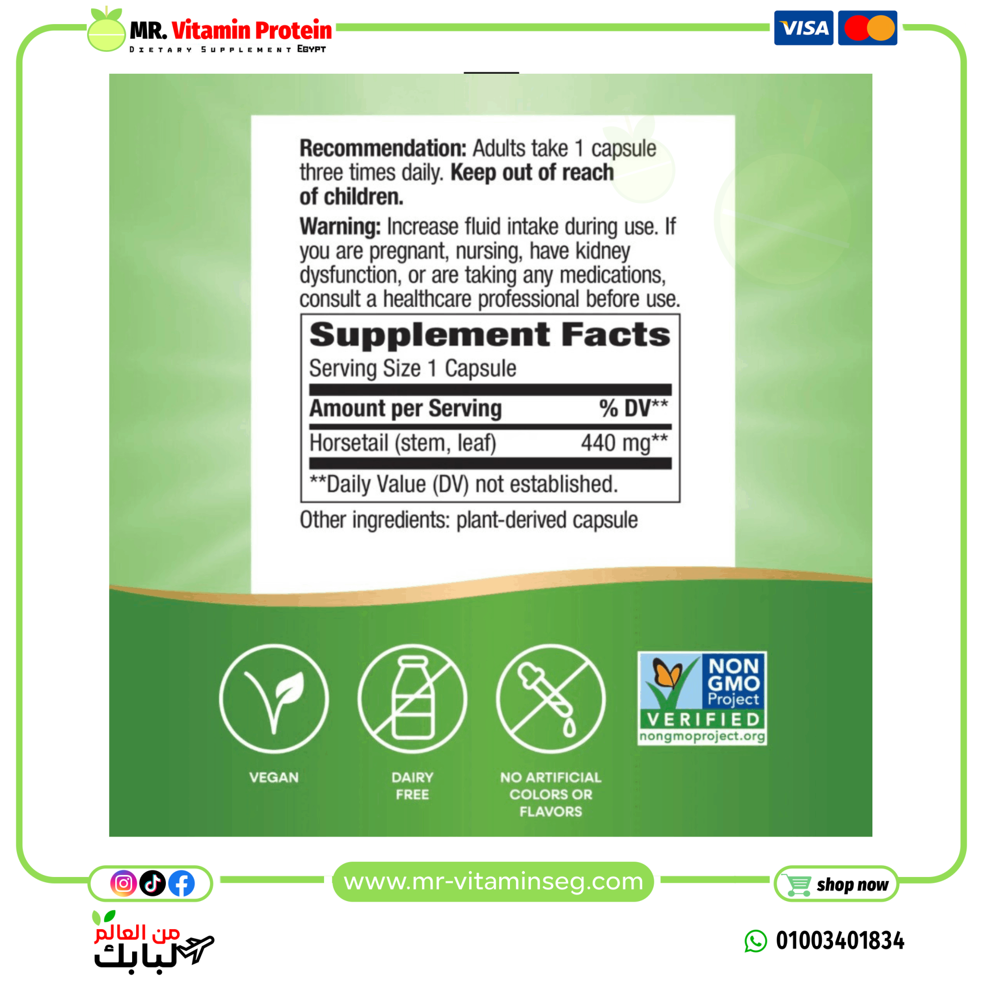 Nature's Way, Horsetail Grass, 440 mg / ناتشرز واي, عشبة ذيل الحصان، 440 ملجم، 100 كبسولة نباتية - الصورة 4