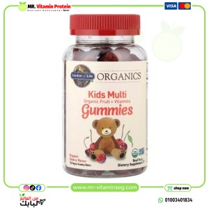 Garden of Life, Organics, Kids Multi Gummies / غاردن أوف لايف, مواد عضوية ، علكات متعددة للأطفال ، فواكه عضوية + فيتامينات ، فواكه ، 120 علكة نباتية