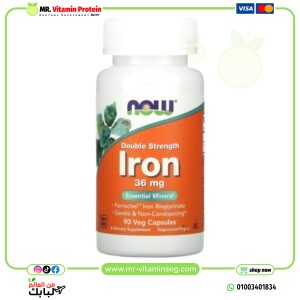 NOW, Iron, 36 mg, 90 Veg Cap / ناو فودز‏, حديد ، 36 ملجم ، 90 كبسولة نباتية
