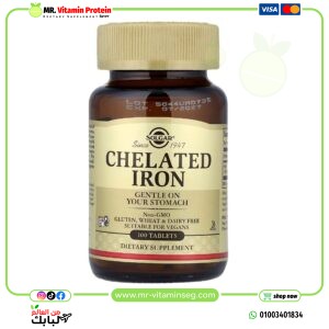 سولغار حديد كيلاتيد او مخلبي 25 ملجرام 100 قرص Solgar, chelated iron