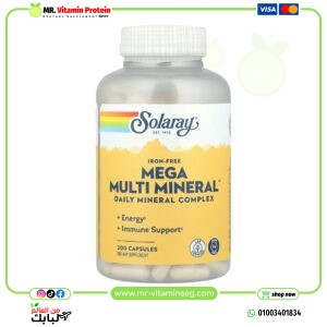 سولاري ميجا مالتي مينرال 200 كبسولة ايرون فري Solaray, Mega Multi Mineral