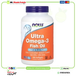 كبسولات زيت السمك ألترا اومجا3, 180كبسولة هلامية/Now Food, Ultra omega 3