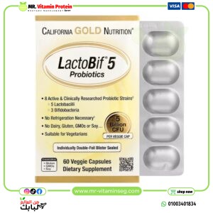 كاليفورنيا جولد نيوتريشن, بروبيوتيك LactoBif® 5، 5 مليار وحدة تشكيل مستعمرة، 60 كبسولة نباتية