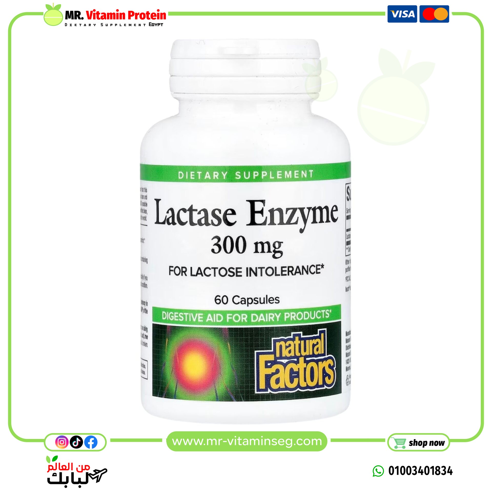 Natural Factors, Lactase Enzyme, 9,000 FCC ALU, 60 Capsules
