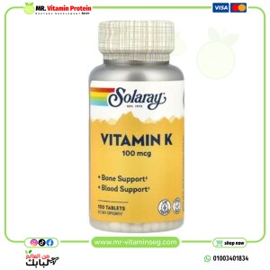 Solaray, Vitamin K, 100 mcg, 100 Tablets