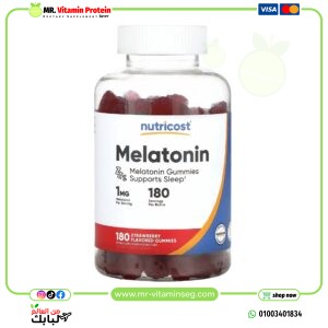 نوتريكوست, ميلاتونين ، فراولة ، 1 ملجم ، 180 علكة / Nutricost, Melatonin, 1 mg, 180 Gummies