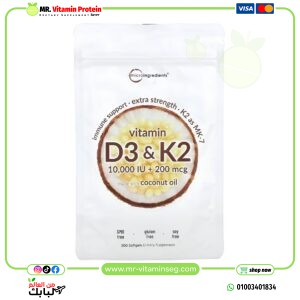Micro Ingredients, Vitamin D3 10000 iu & K2 200 mcg , 300 Softgels